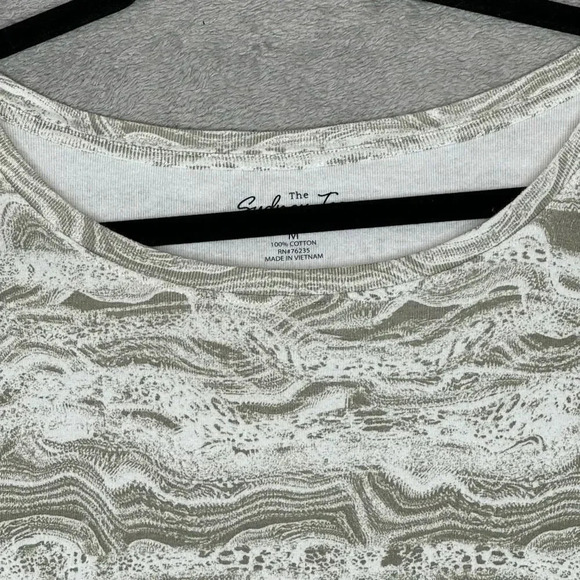 Bay Studio Womens Top Medium Brown Striped Short Sleeve Round Neck Knit - Picture 3 of 5